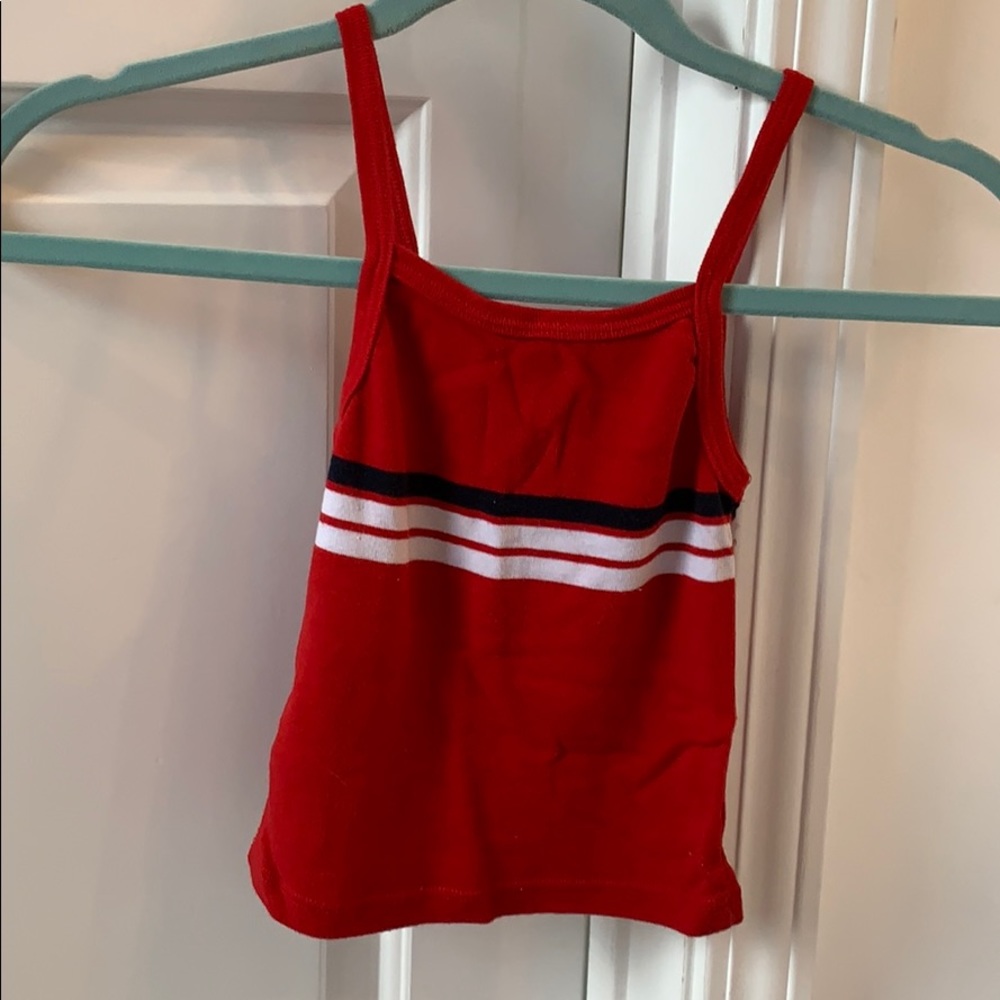 John Galt Red Tank Top w/ Black and White Stripes